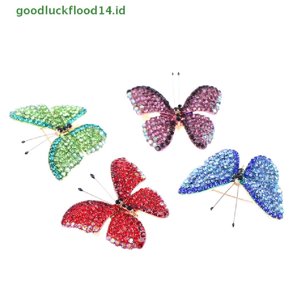 [GOOGFOUR] 1 Pc Berlian Imitasi Kupu-Kupu Bros Wanita Serangga Pernikahan Kantor Bros Pin Hadiah [TOP]