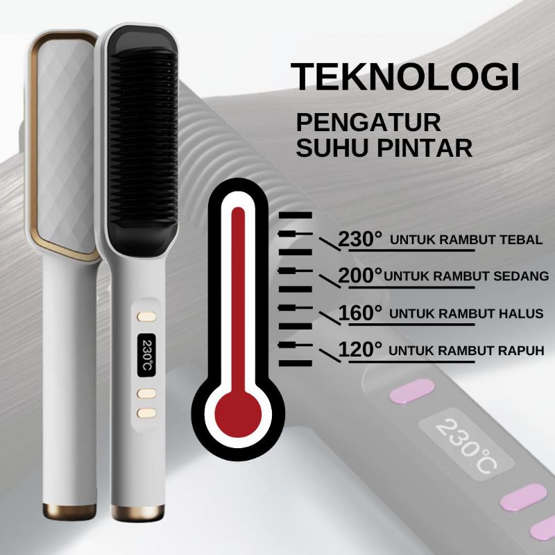 Catokan Sisir 2 in 1 Catok Pelurus Dan Curly Rambut Straightener