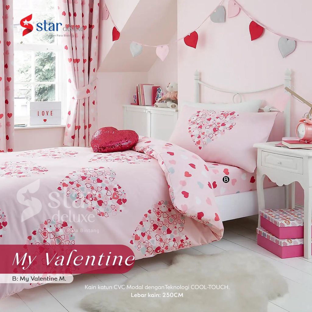 Bedcover Sprei Lovina Valentine Katun Jepang Premium pink sprei