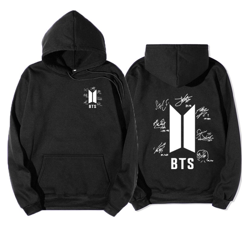 Leisure Bertudung Bulu Berjajar Sweater Pria BTS Sweater Korea Pemuda Liga Tanda Tangan Versi Perife