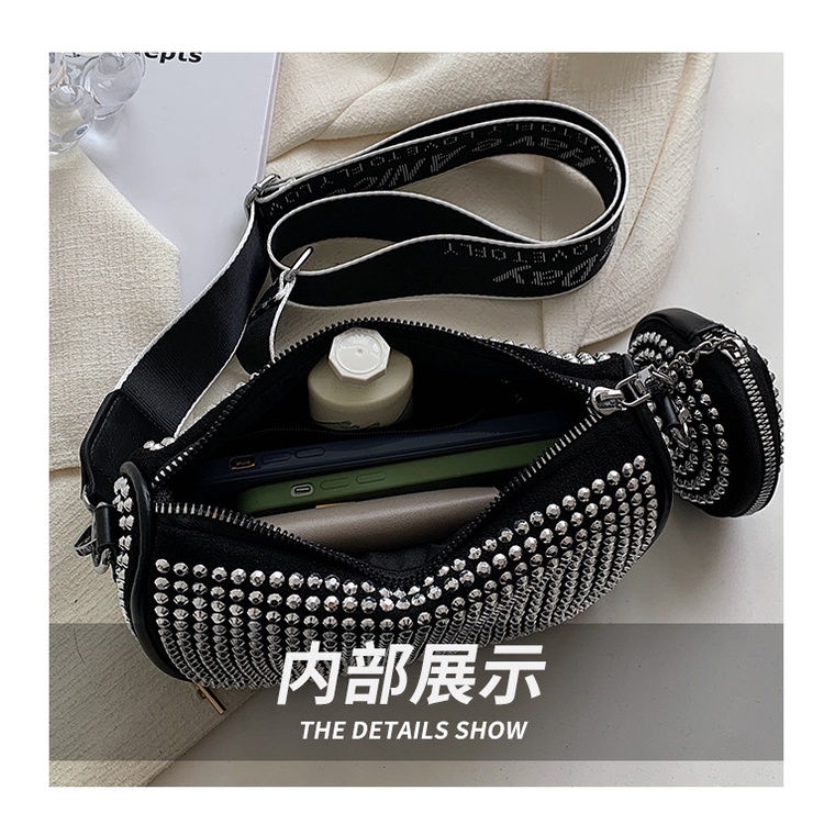 BJ32140 (2IN1) - BLACK/SILVER - TAS WANITA FASHION IMPORT MODIS ELEGAN TERMURAH TERLARIS TERBARU BAGSTORE JAKARTA TAS BATAM LT2140