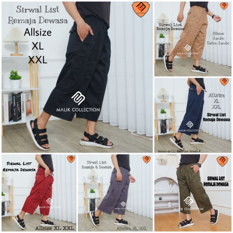 Celana pangsi sirwal komprang sirwal Malik sirwal list polos basic bahan drill Amerika grade A