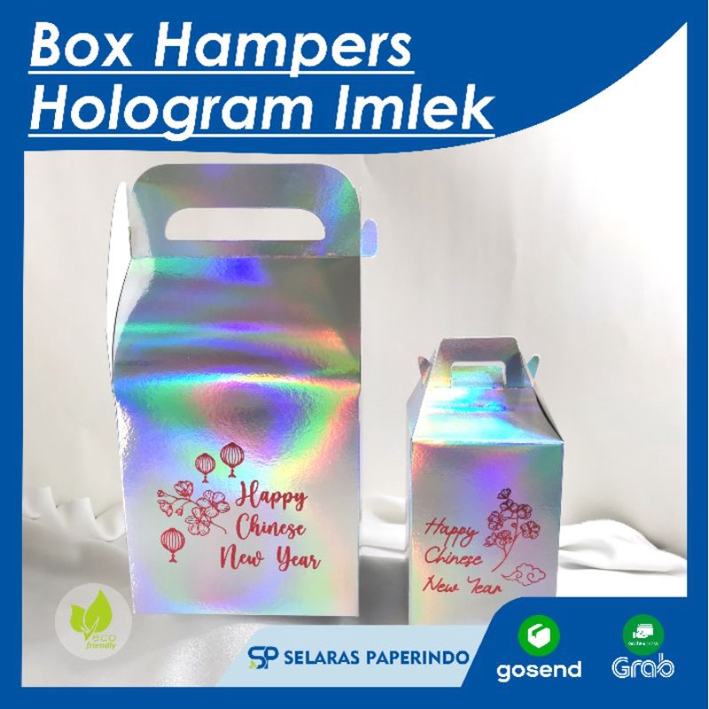 

ISI 10PCS box hampers hologram IMLEK gable box toples handle dus holo custom dus souvenir kotak kado