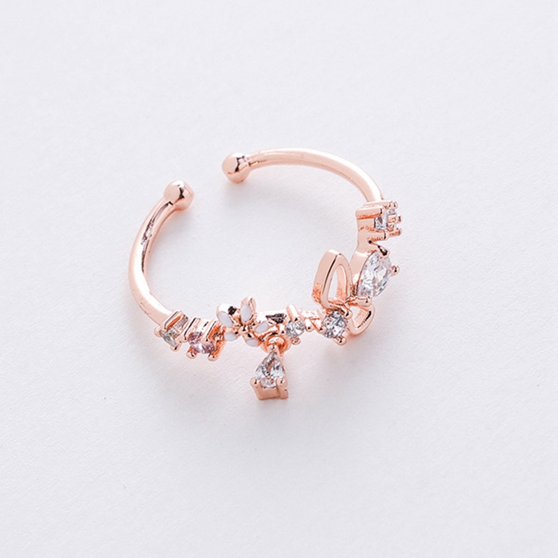 Cincin Perak925 Sterling Untuk Wanita Hati Wishbone Tunangan Kawin Rose Gold Kristal Ring Perhiasan Mewah