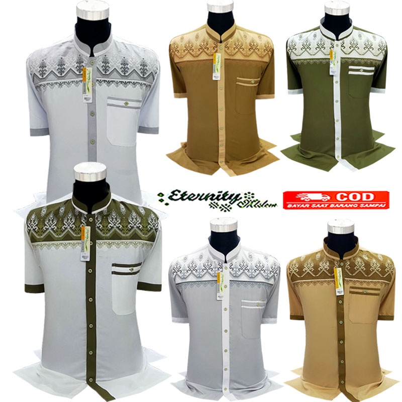 Baju Koko Pria Dewasa Lengan Pendek Koko Eternitymoslem Terbaru COD