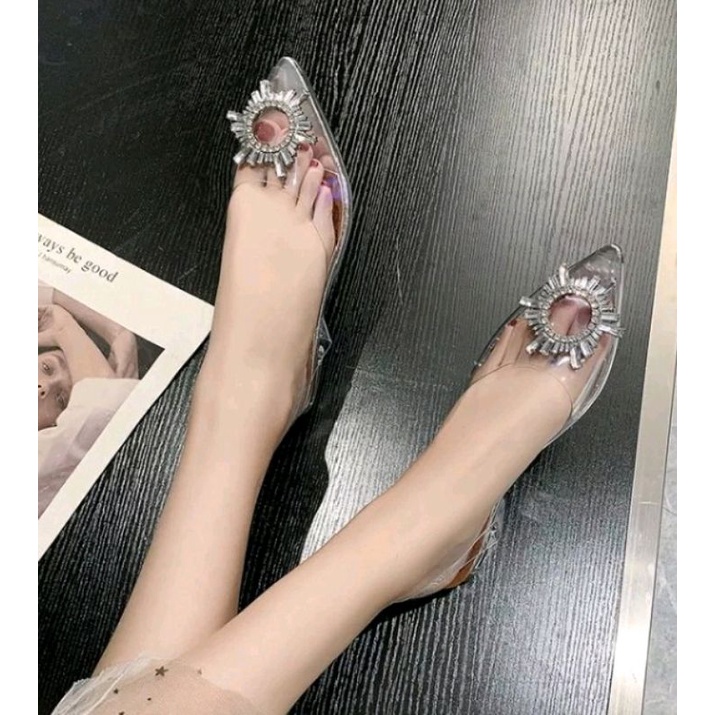 HIGH HEELS WANITA SINDERELA PREMIUM 3-7Cm /HIGH HEELS WANITA HAK KACA/HIGH HEELS WANITA MEWAH MURAH