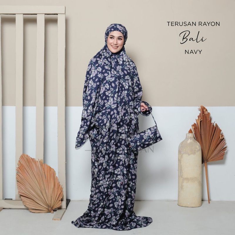 Jihan Mukena Terusan Rayon Bali Dewasa/ Rayon Motif Mukena Geblus
