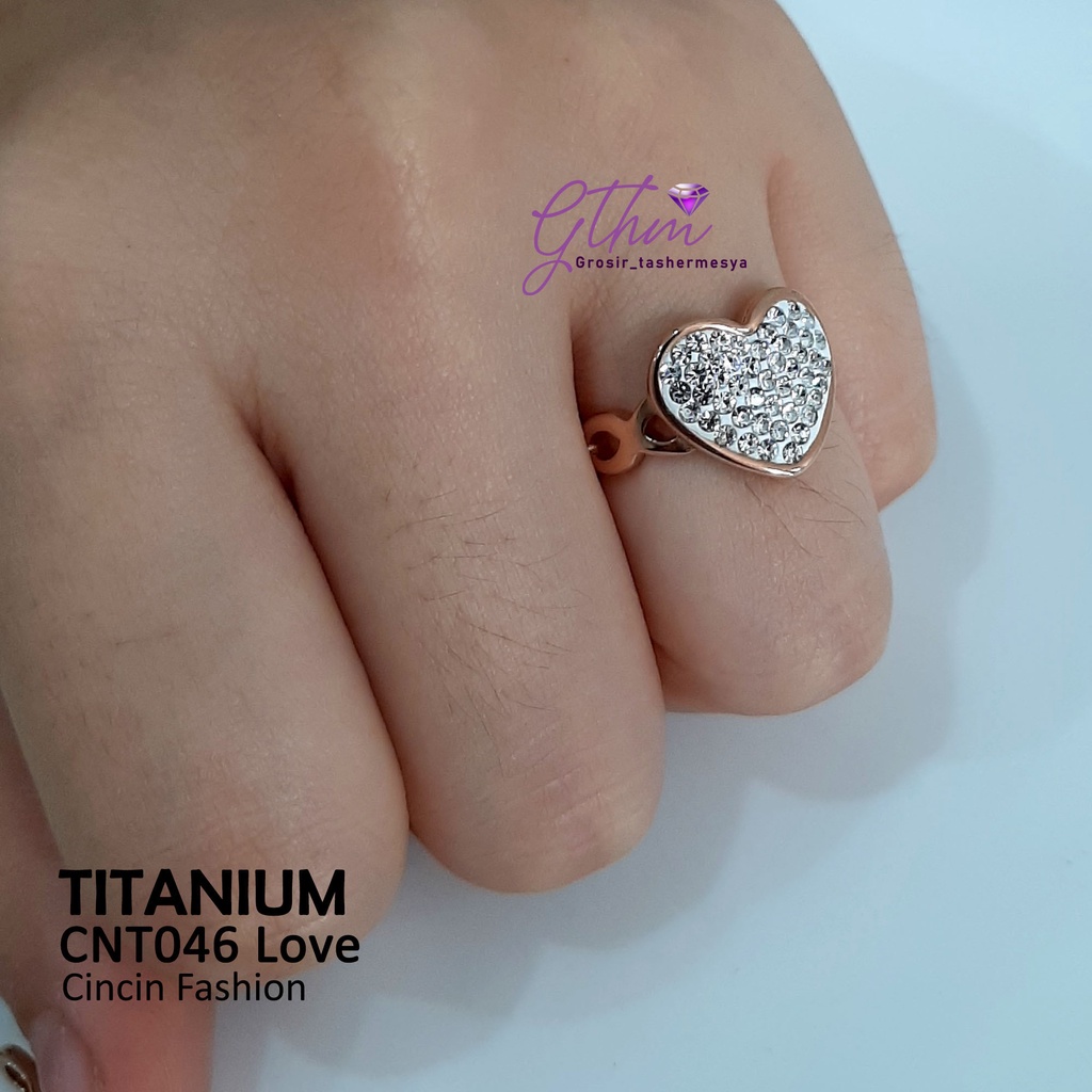 Cincin Titanium Love Mata Stainless Steel Anti Karat Mewah Elegan Perhiasan Fashion Import premium cnt046 gthm