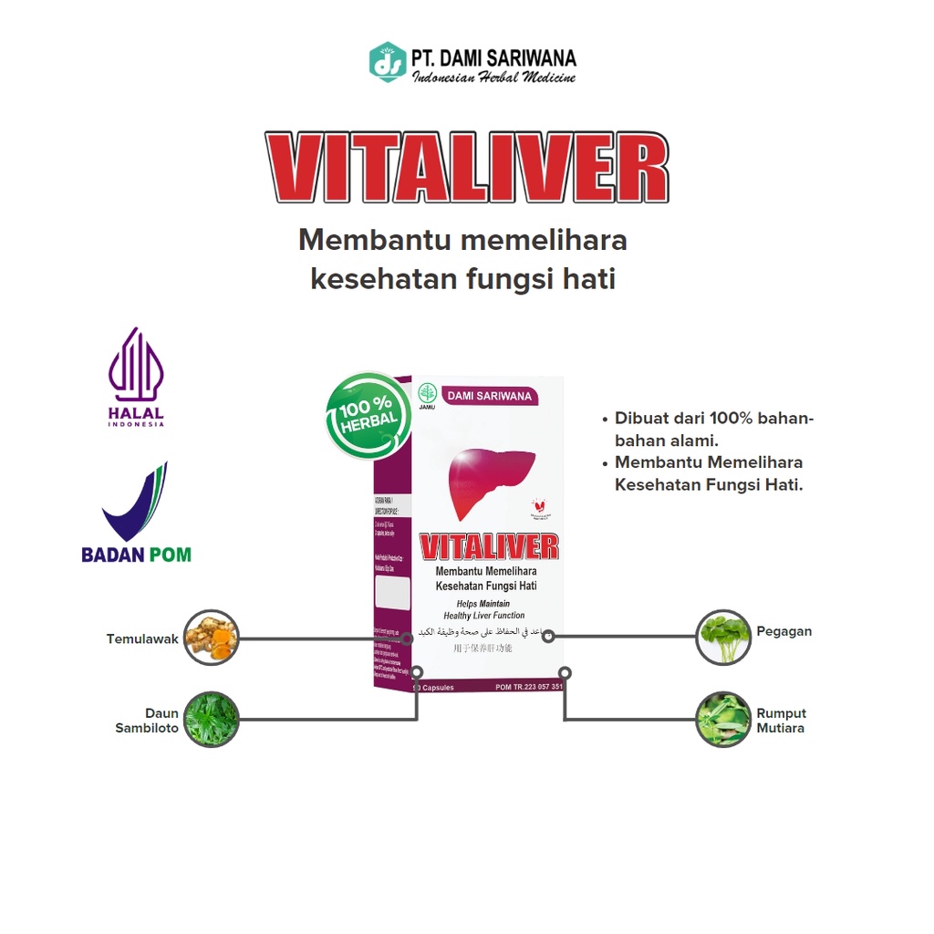 

Vitaliver Herbal Menjaga Fungsi Liver Hati 90 Kapsul BPOM Dami Sariwana
