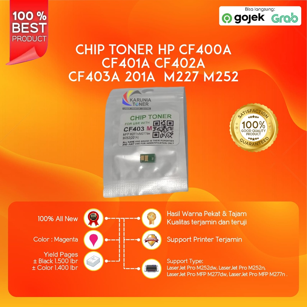 CHIP TONER CF403 CF403A 201A  MFP M277 M252 MAGENTA