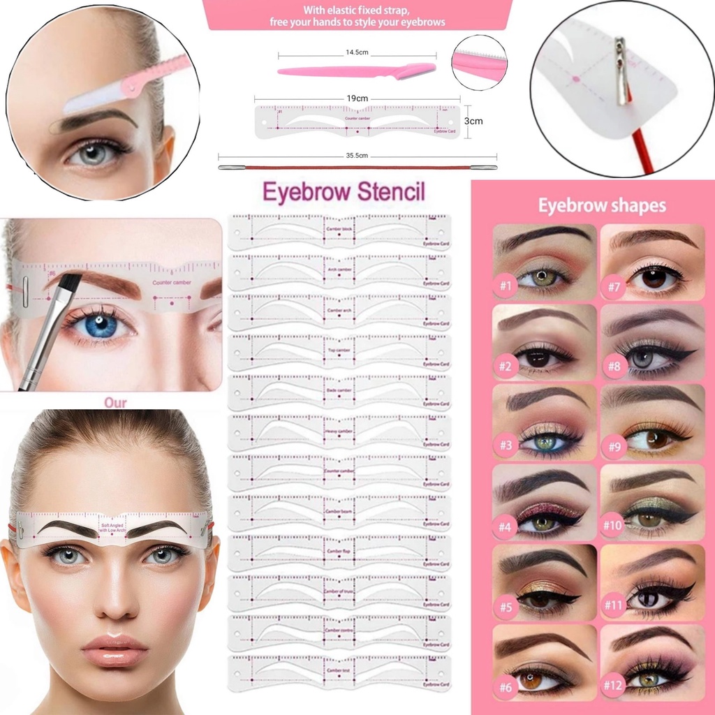 EYEBROW STENCIL/CETAKAN ALIS/PEMBENTUK ALIS/PERCANTIK ALIS 12 SET