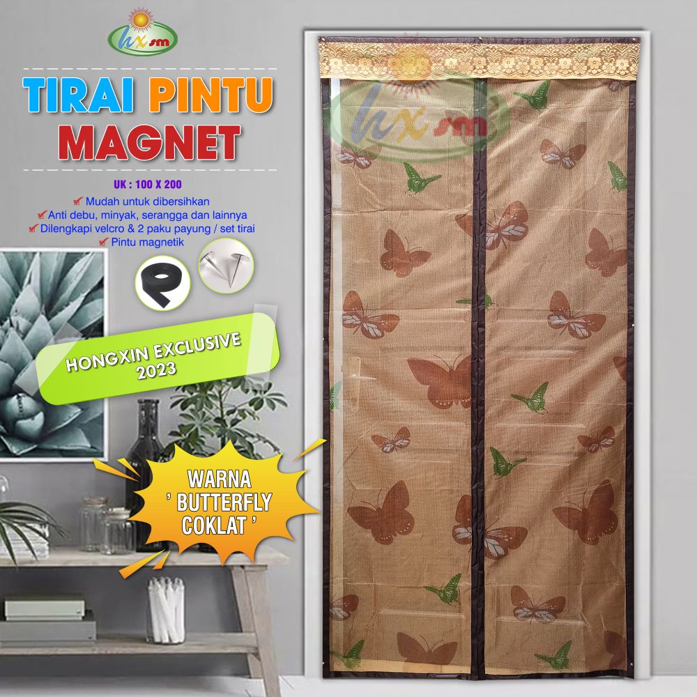 TIRAI PINTU MAGNET - HX - KUPU COKLAT-VELCRO - 90X210CM