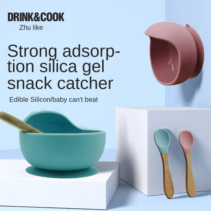 5 Buah Set Tempat Makan Silicon SUCTION Dengan Bib Peralatan Makan Anak Murah Tableware Silikon Anak Import Bib Gelas Mangkok Piring Silicone