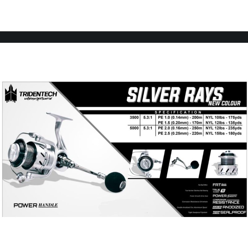 Reel Pancing Tridentech SW Silver Rays New colour 5000
