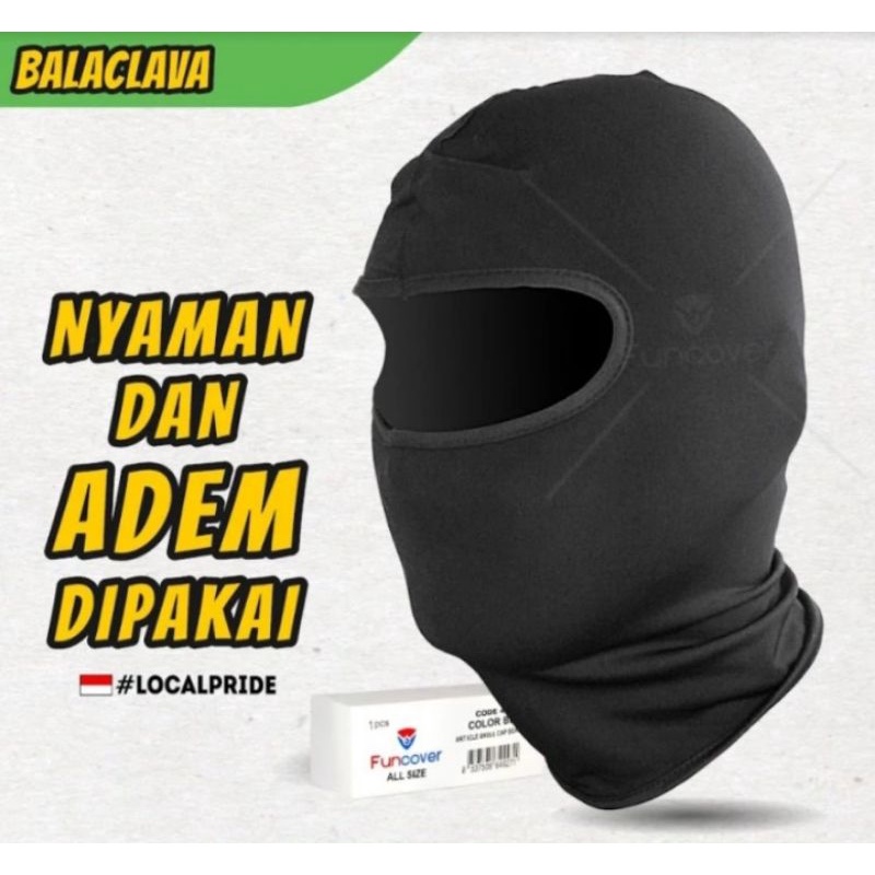 Buff Masker Helm Motor Balaclava Baff Funcover Full Face Ninja Hitam Polos Penutup Kepala Adem Nyaman Dipakai