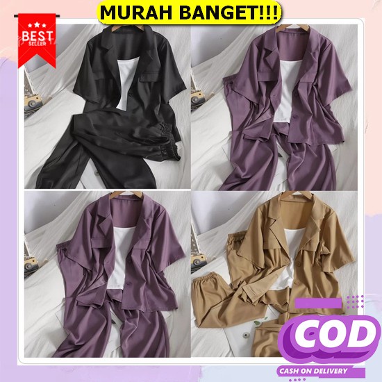 Set Casey Premium Knit (Cardi+Pants) Setelan Wanita Kekinian Crop & Celana Kulot Premium Setelan Jas