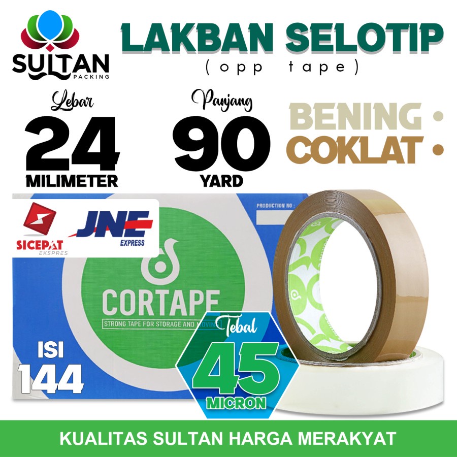 

Lakban isolasi Solatip 24mm x 90y OPP Tape Cortape Varian KARGO / DUS