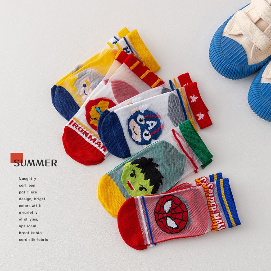 INFY - Kaos Kaki Anak Motif Superhero Transparan Kaus Kayi Bayi Superhero Lucu KK047