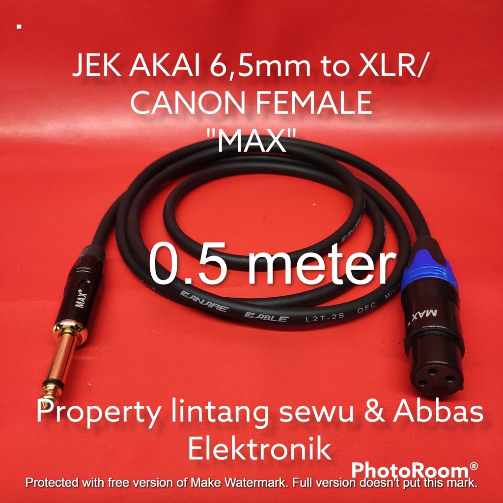 KABEL JEK AKAI 6.5MM MAX TO XLR CANON FEMALE MAX 0.5 METER