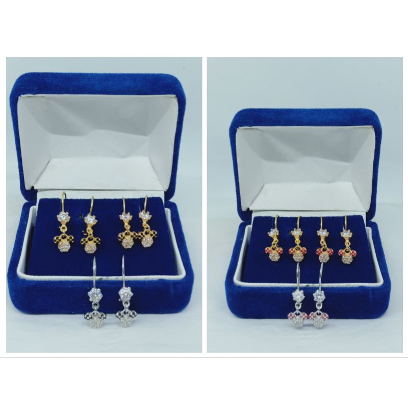 ANTING PERAK 925 ASLI LAPIS EMAS/ANTING KAIT MICKEY MOUSE ANAK MP KOMBI/ASLI SILVER/PERHIASAN ANTING