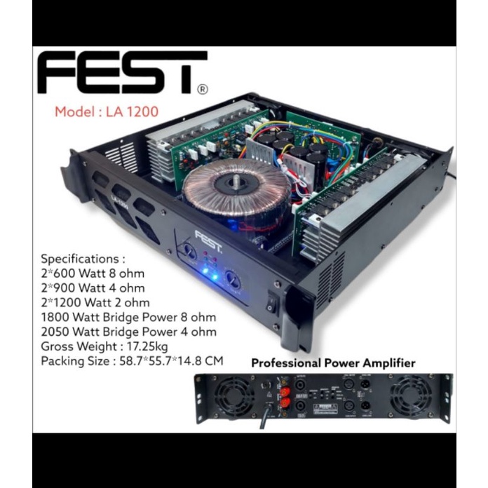 power amplifier fest la1200 la 1200 2CH garansi original