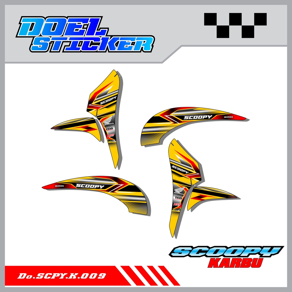 Sticker Striping Honda SCOOPY Karbu Tahun 2010-2013 List Variasi Hologram , Crome Doel 009