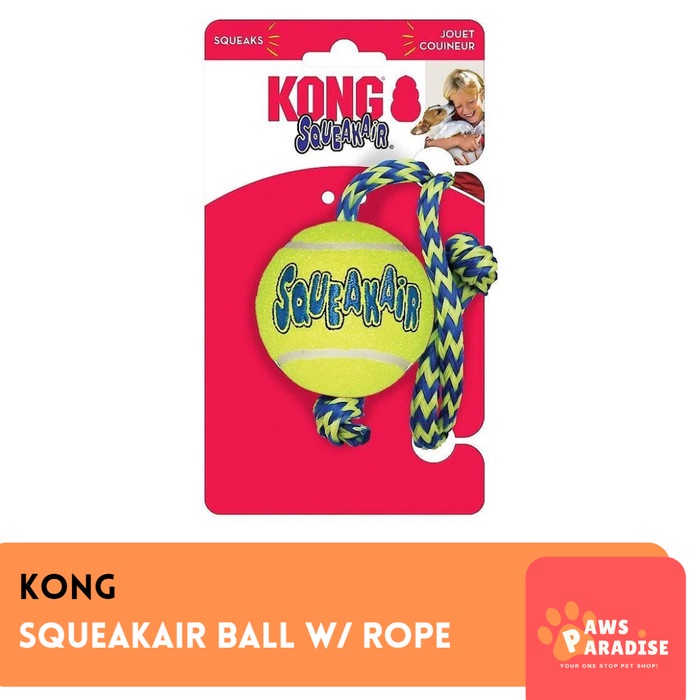 KONG Squeakair Ball with Rope / Mainan Bola Gigit Tali