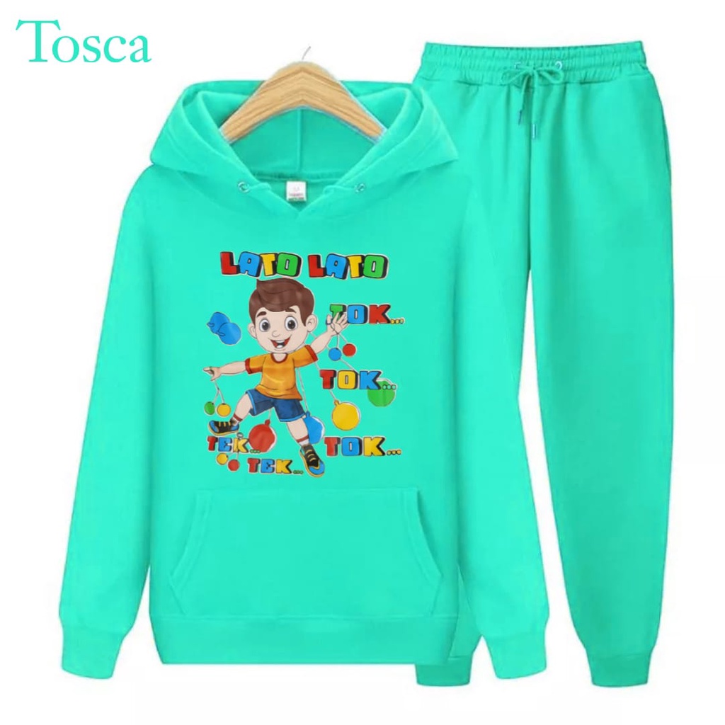 hzl_outfit Setelan Hoodie Sweater Anak Lato Lato Tok Tok/Anak Laki Laki dan Perempuan