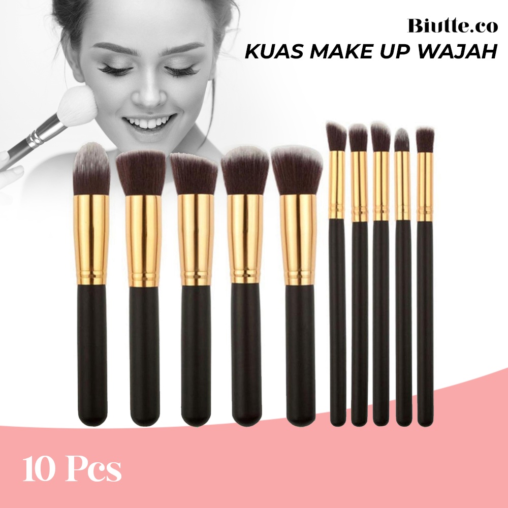 Kuas Make Up Wajah OMHR6BBG 10 PCS - Black Gold