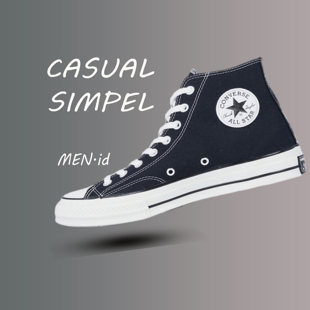 Sepatu converse pria converse 70s tinggi all star cowok sneakers warna hitam