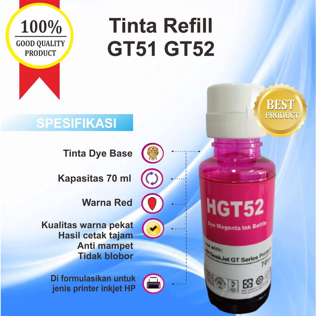 Tinta Refill HP GT51 GT52 GT 51 GT 52 Printer Ink Tank 115 310 315 319