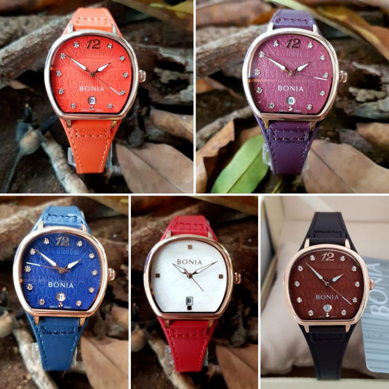 JAM TANGAN WANITA BONIA BN 10087 TALI KULIT ORI BM