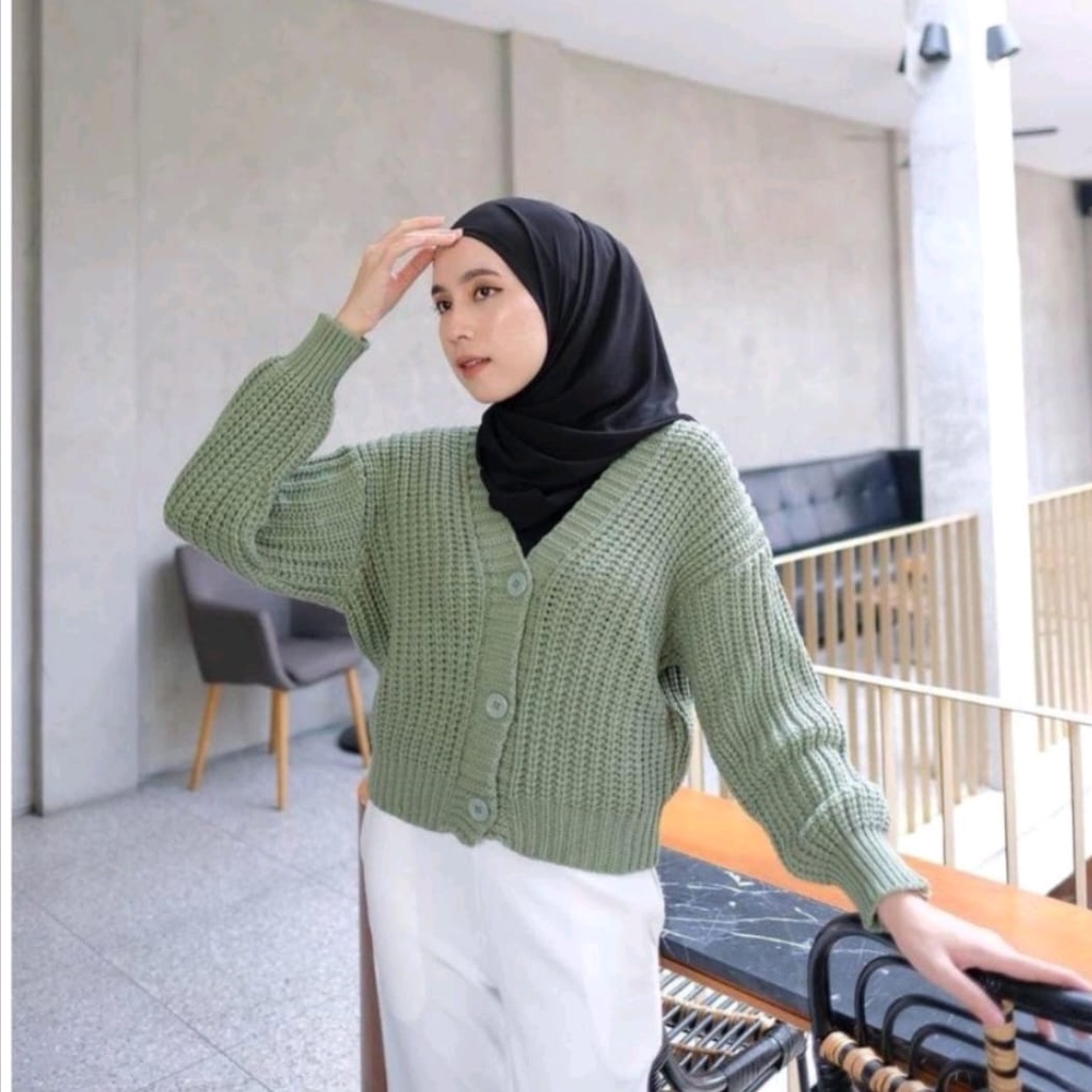 CARDIGAN RAJUT OVERSIZE CROP KANCING KARDIGAN KNIT OUTER CARDY