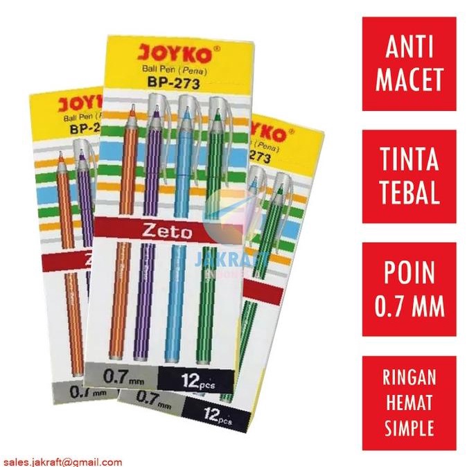 

HOT SALE Pulpen Bolpen Pen JOYKO BP-273 ZETO 0.7 mm Hitam Murah isi 12 | PACK