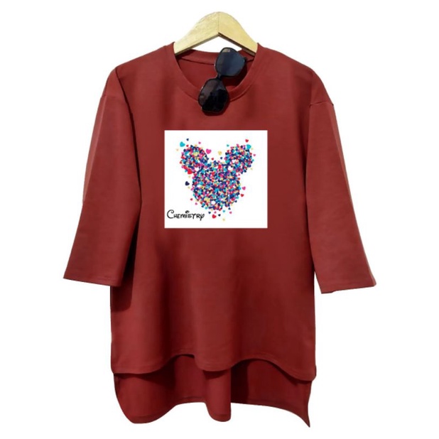 KAOS OVERSIZE WANITA DTF LOVE  LENGAN 3/4