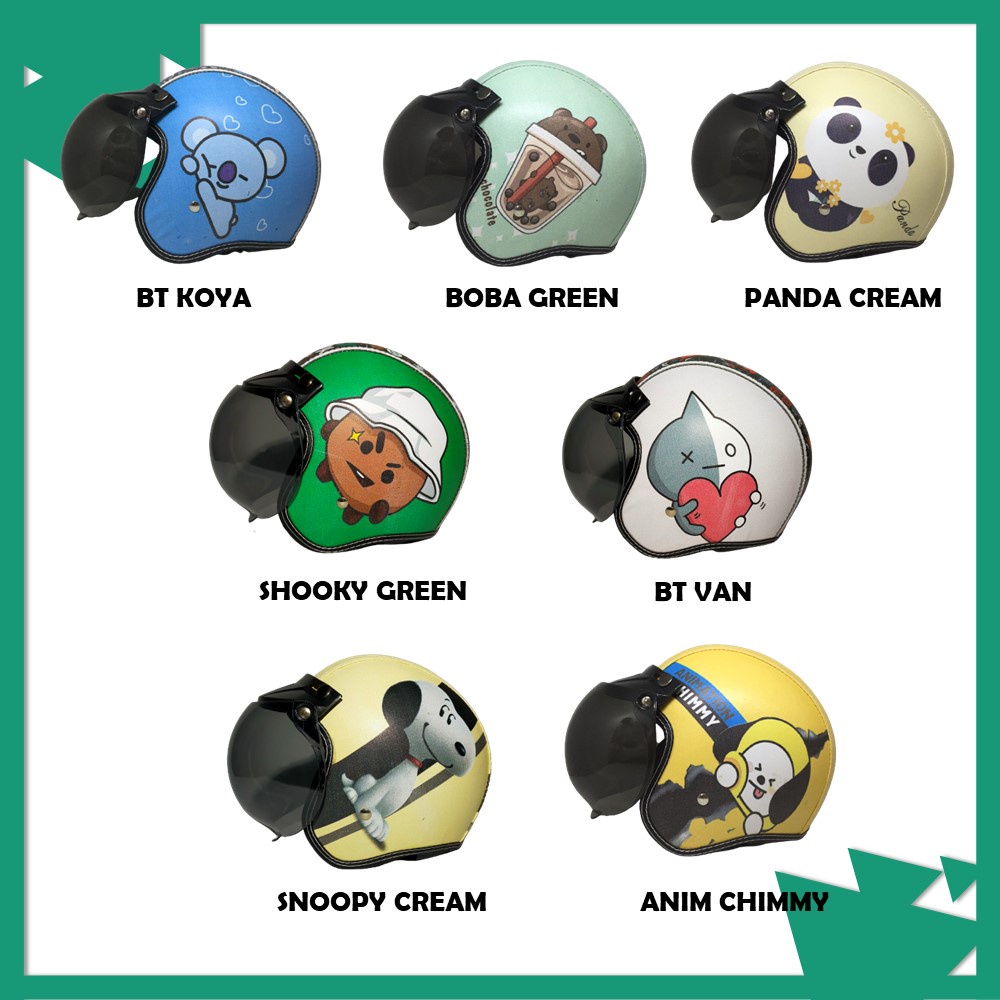 Helm Retro Bogo Anak LEONO Motif Karakter Unik dan Murah