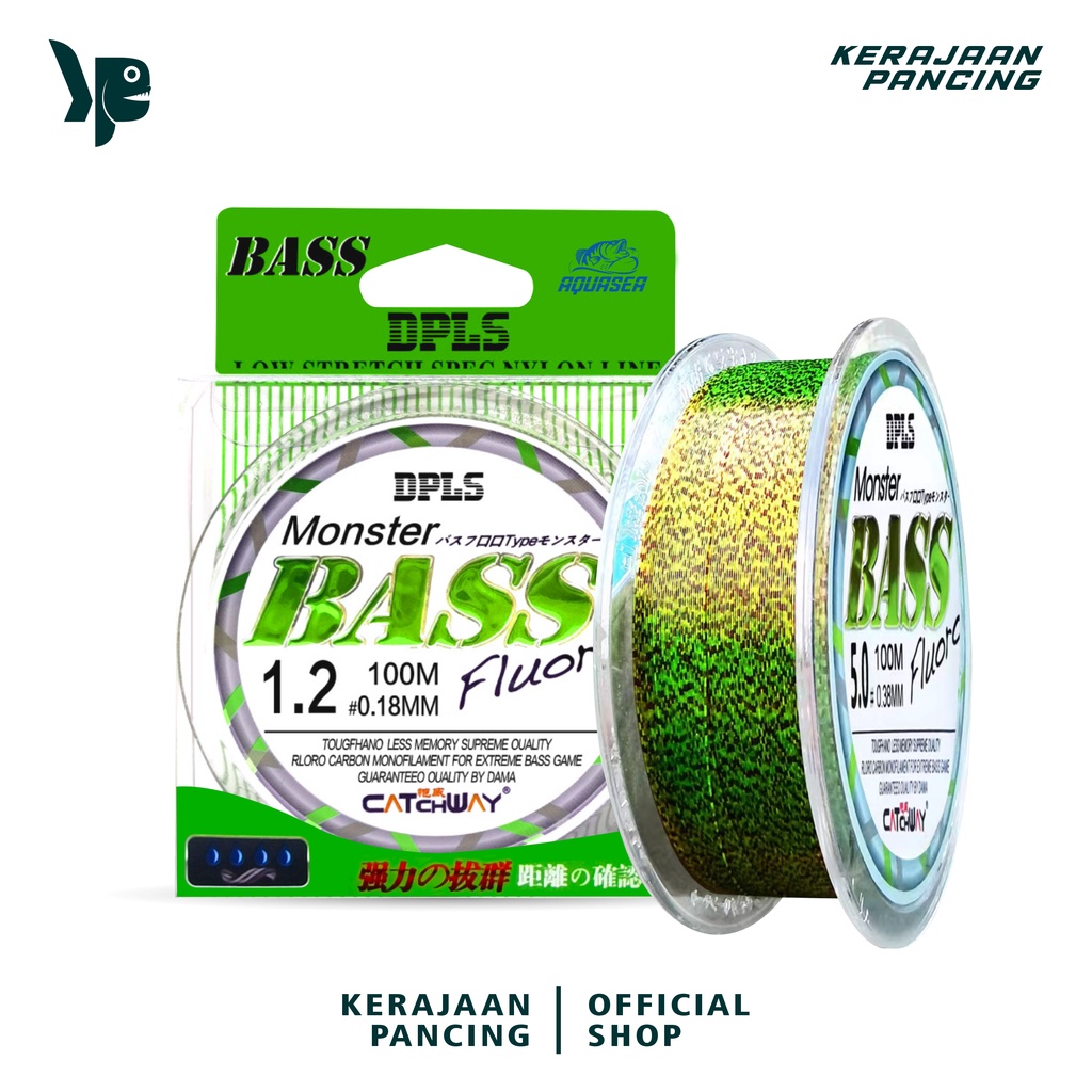KERAJAAN PANCING - Senar Pancing  Bass FLUOROCARBON 100M Warna Hijau Lumut Nilon Senar Set Peralatan