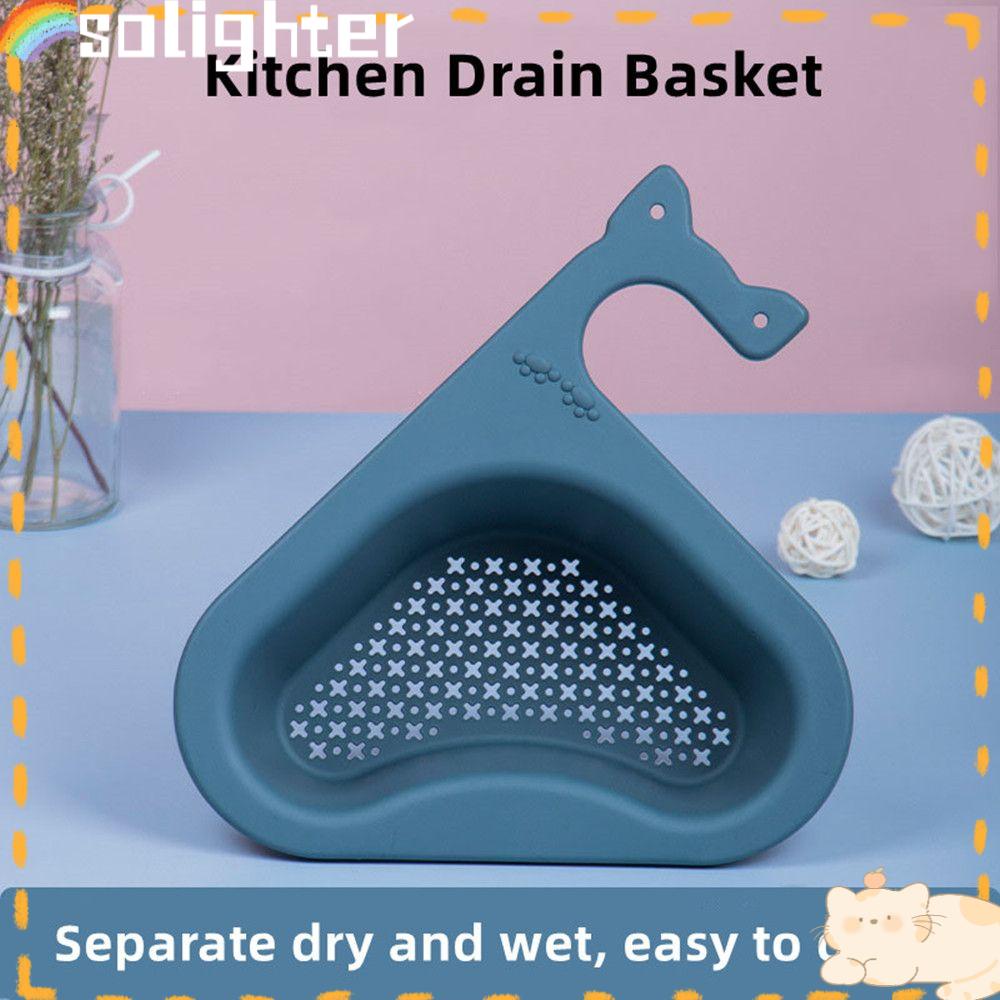 Solighter Drain Basket Rumah Tangga Telinga Kucing Buah Sayuran Drain Multifungsi Rak Saringan Wastafel