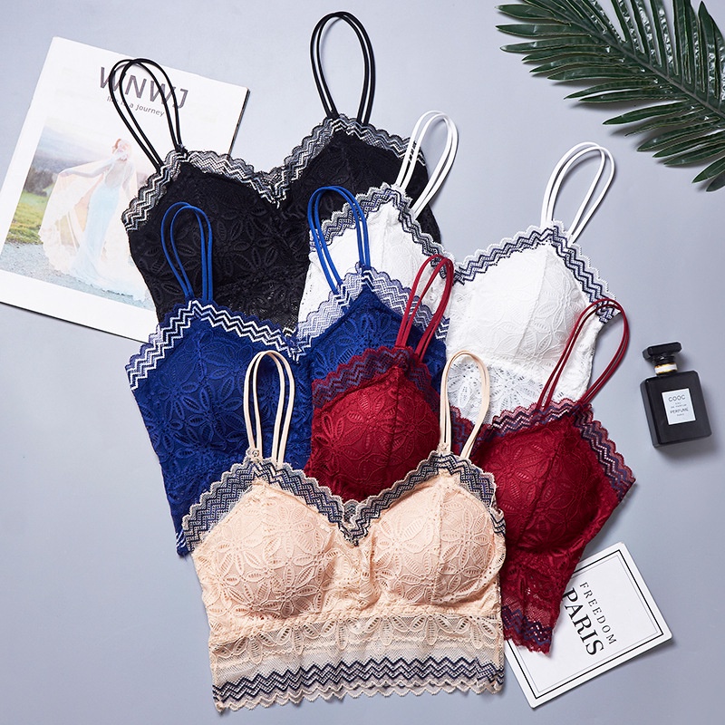 Bra wanita Seamless Sexy Lace Triangle Cup Gather Bra B050