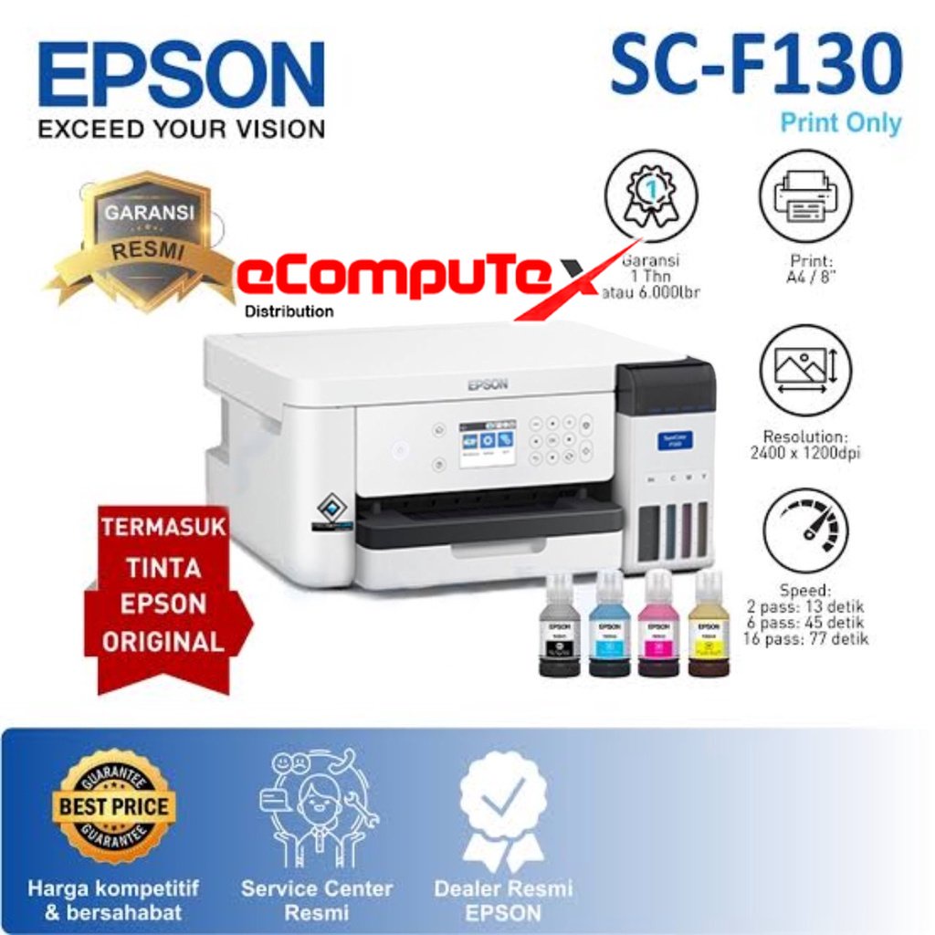 PRINTER EPSON SURECOLOR SC-F130 A4 DYE SUBLIMATION TEXTILE 4 WARNA SC F 130