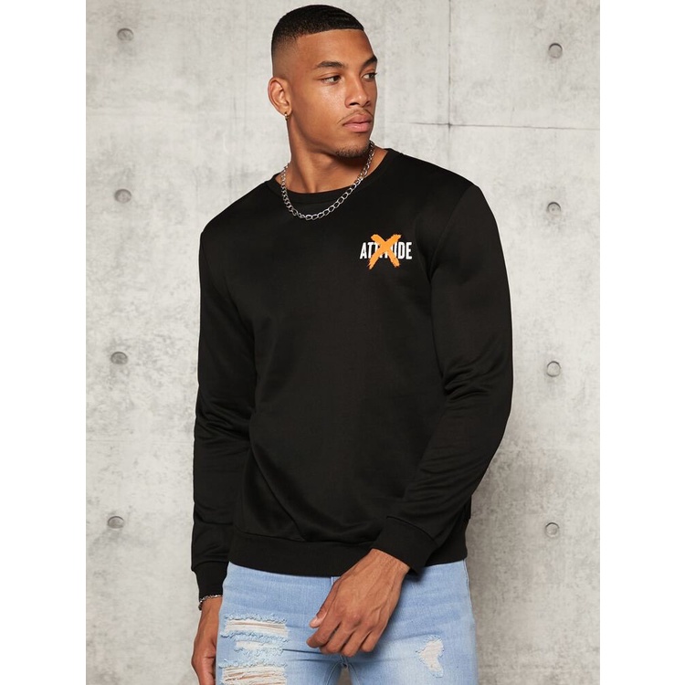 Sweatshirt Basic X ATTITUDE II Sweater Crewneck Print DTF II Size M - XL Anak &amp; Dewasa ( Pria &amp; Wanita )