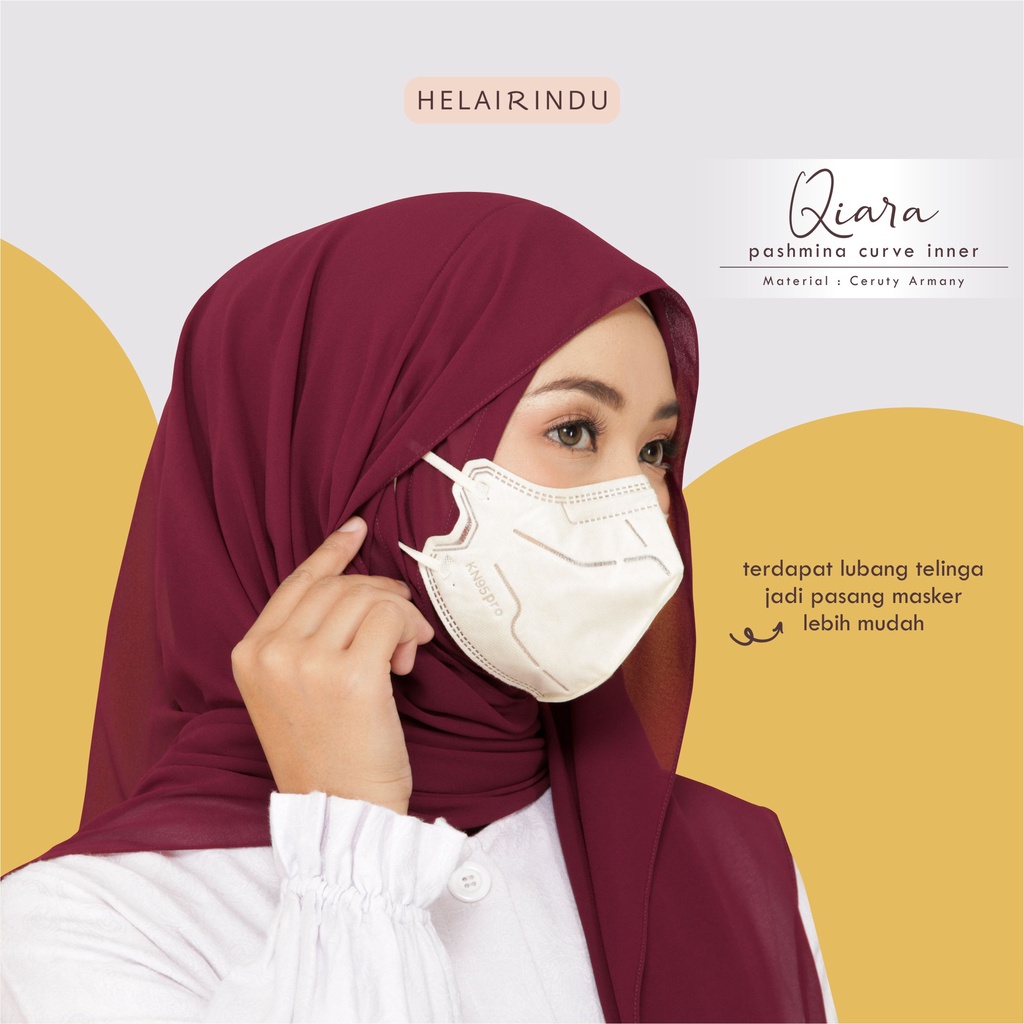 𝐇𝐄𝐋𝐀𝐈𝐑𝐈𝐍𝐃𝐔 - Hijab Pashmina Curve Inner Instan Masker Qiara Pashinn Ceruty Baby Doll Armani