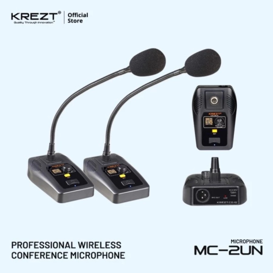 MICROPHONE MIC MEJA PODIUM CONFERENCE WIRELESS SYSTEM KREZT MC 2UN 2 CHANNEL MIC ORIGINAL