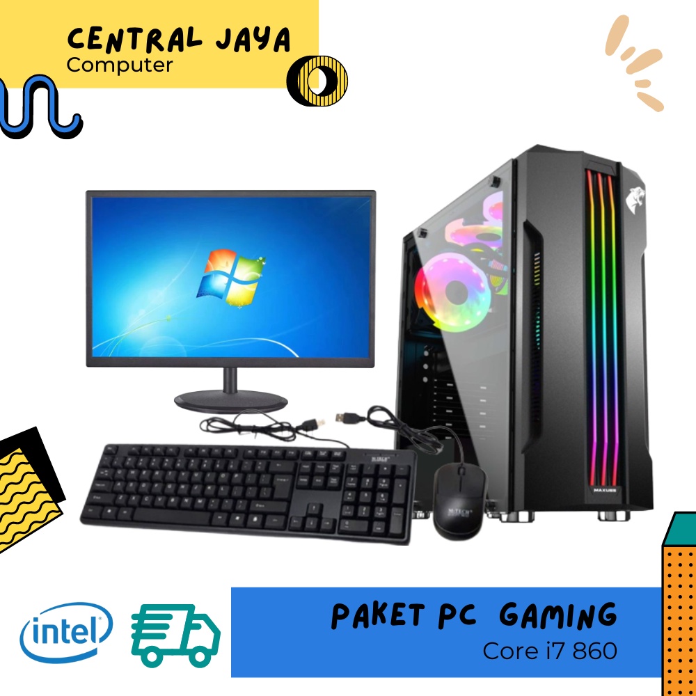 PC Gaming Core i7 860 /Ram 16gb /HDD /SSD /VGA 4GB /Monitor LED 24 INC Full SET