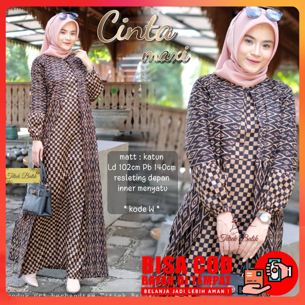 Jerry Store Baju Gamis Dress Batik Wanita Perempuan Dewasa Muslimah Lengan Panjang Terbaru Modern Ke