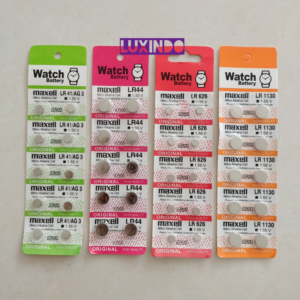 Baterai/Battery Jam Tangan Maxell LR41/AG3 / LR44 / LR626 / LR1130 1.55V (isi 10 pcs) Promo - NUM