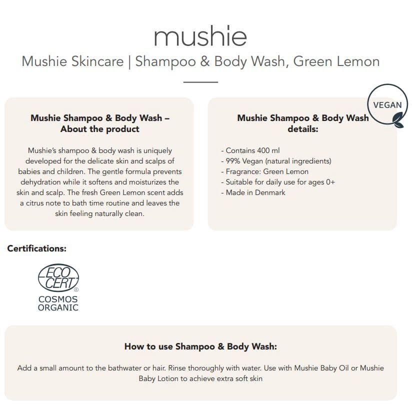 Mushie Baby Shampoo &amp; Body Wash 400ml