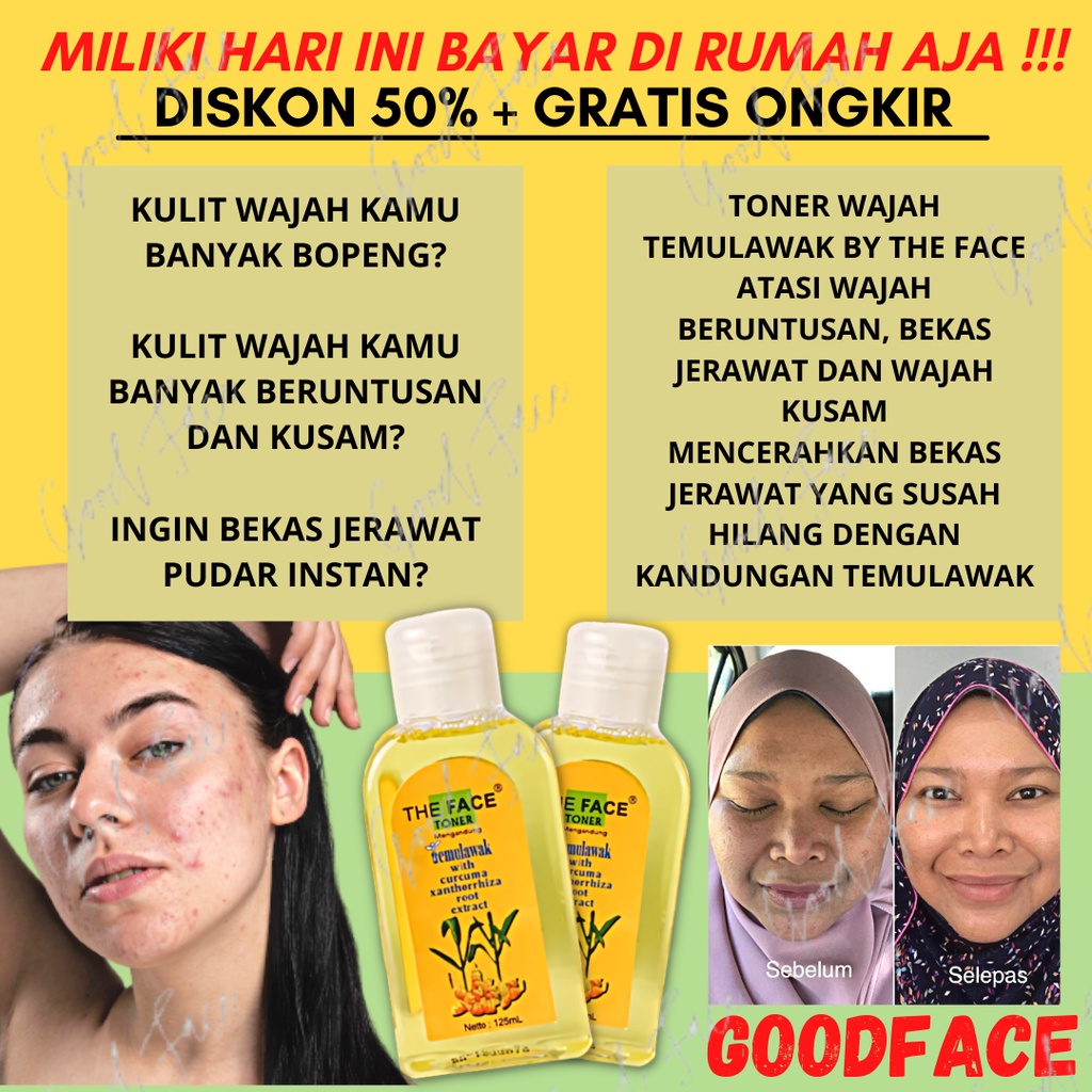 TONER WAJAH - PENGHILANG FLEK HITAM - PEMBERSIH WAJAH - TONER TEMULAWAK THE FACE BPOM - THE FACE TONER TEMULAWAK BPOM
