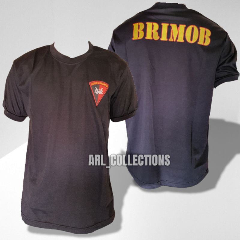 kaos pendek brimob hitam - polisi - polri - police - kaos brimob hitam lengan pendek - kaos t-shirt 