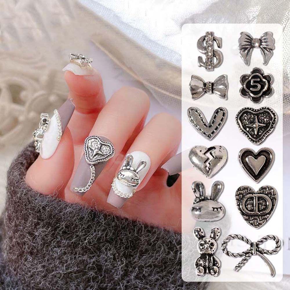 Mxbeauty Dekorasi Kuku Logam Fashion Cinta Hati Manikur Aksesoris Alloy 3D Nail Jewelry
